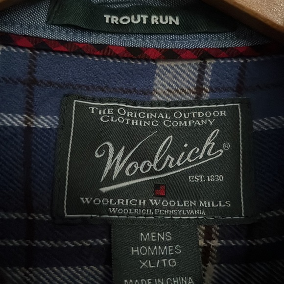 ✅ WOOLRICH “Trout Run” Plaid Checkered Flannel Button Down Outdoor Shirt - Picture 3 of 5